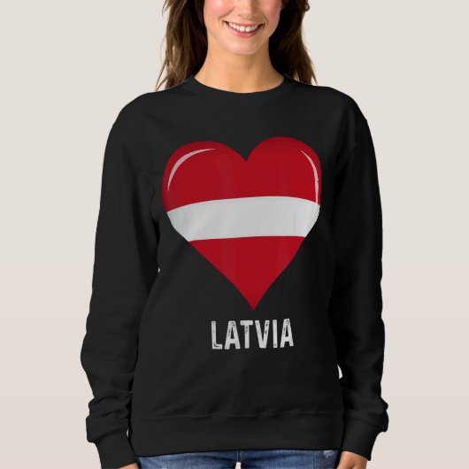 Retro des Patriotischen Herzens Lettland Flag besc Sweatshirt (Vorderseite)