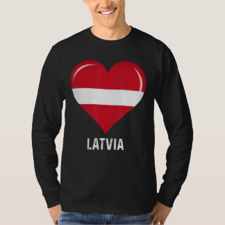Retro des Patriotischen Herzens Lettland Flag besc T-Shirt