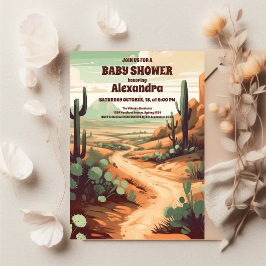 Retro Desert Cactus Baby Shower Einladung