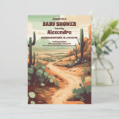 Retro Desert Cactus Baby Shower Einladung (Stehend Vorderseite)