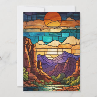Retro desert scene Sedona mountains stainglass art Einladung