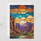 Retro desert scene Sedona mountains stainglass art Einladung (Rückseite)