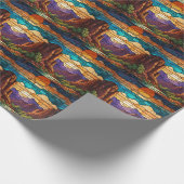 Retro desert scene Sedona mountains stainglass art Geschenkpapier (Ecke)