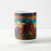 Retro desert scene Sedona mountains stainglass art Kaffeetasse (Mittel)