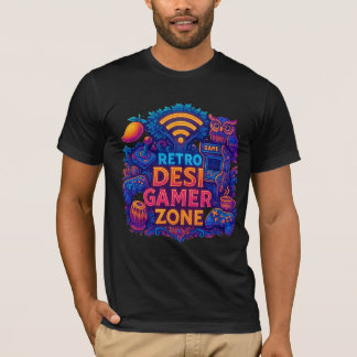 Retro Desi Gamer Zone T - Shirt - Neon Gaming Desi