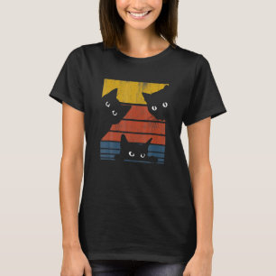 Retro Desi Hree Cats Vintage Schwarze Tiere Frauen T-Shirt