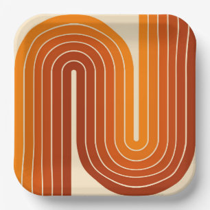 Retro-Design der 70er Jahre im Vintage-Stil mit ge Pappteller