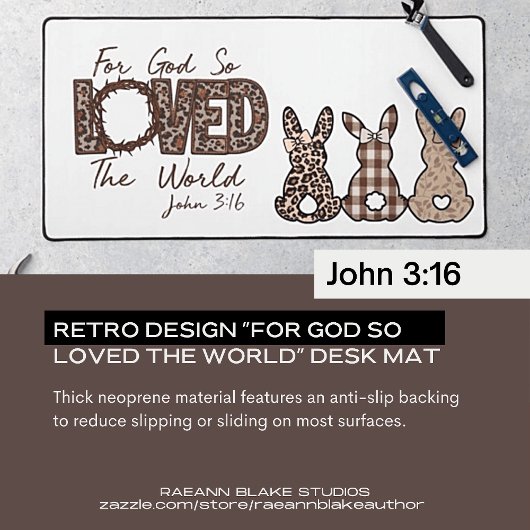 Retro Design "For God So Love the World" Schreibti Schreibtischunterlage