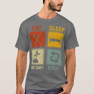 Retro-Design für Männer Frauen essen Schlafnachtsv T-Shirt