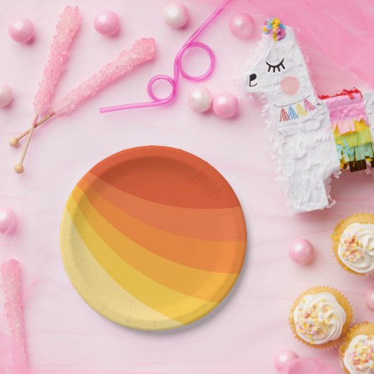 Retro-Design in Gelb- und Orangetönen Pappteller (Party)