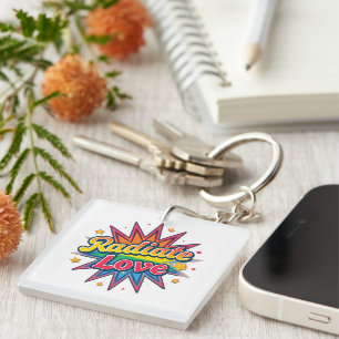 Retro-Design „Liebe ausstrahlen“ – Positive Vibes Schlüsselanhänger