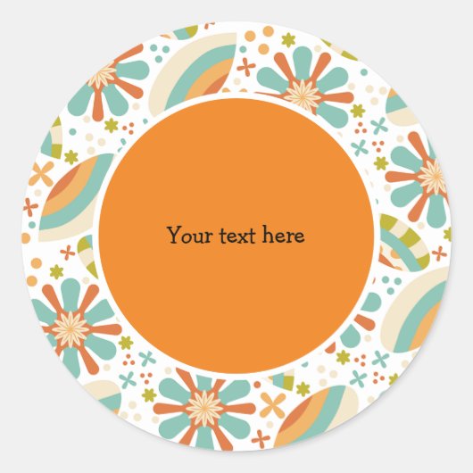 Retro-Design mit Blume Runder Aufkleber (Vorderseite)