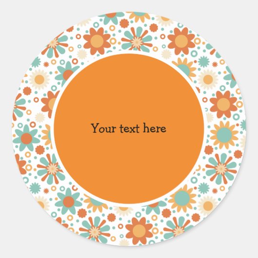 Retro-Design mit Blume Runder Aufkleber (Vorderseite)