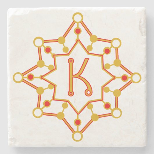 Retro-Design Mitte des Jahrhunderts Personalisiert Steinuntersetzer (Vorderseite)