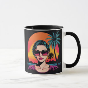 Retro Design Schönheit mit Sonnenbrille  Tasse