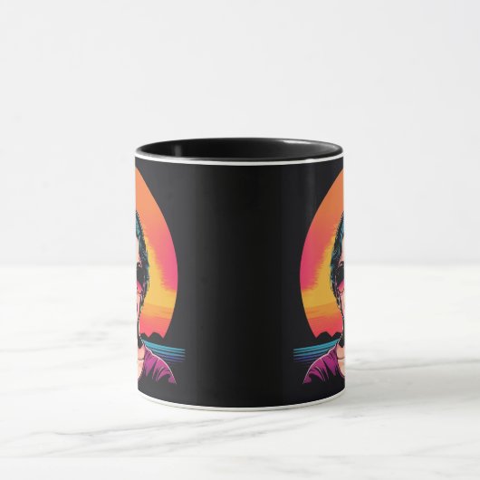 Retro Design Schönheit mit Sonnenbrille  Tasse (Zentrum)
