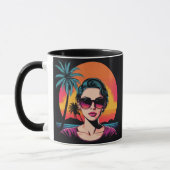 Retro Design Schönheit mit Sonnenbrille Tasse (Links)