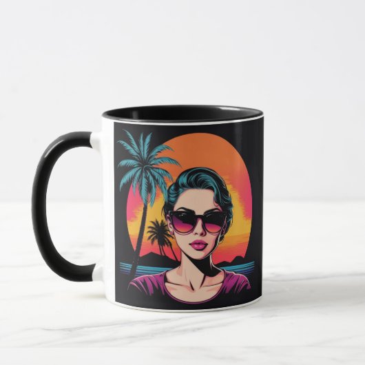 Retro Design Schönheit mit Sonnenbrille  Tasse (Links)
