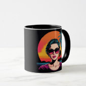 Retro Design Schönheit mit Sonnenbrille  Tasse (VorderseiteRechts)