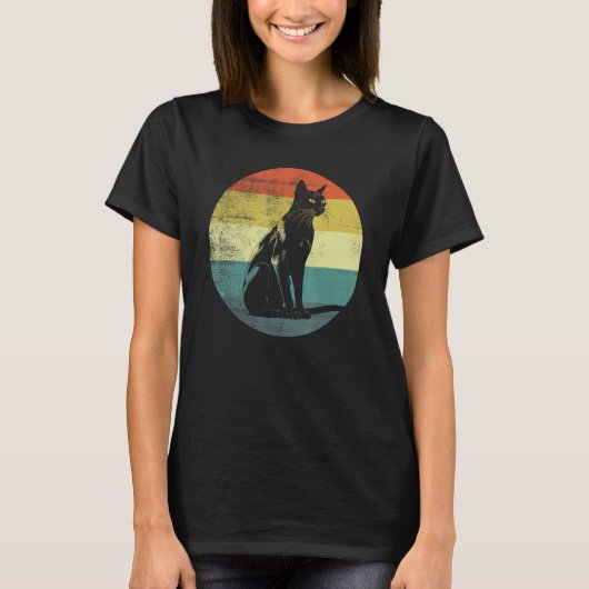 Retro-Design Singapura-Katze T-Shirt (Vorderseite)