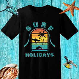 Retro-Design "Surf Holidays" mit Surfer und Palm T-Shirt