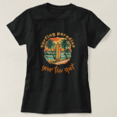 Retro-Design "Surfparadies" und Spot-Name T-Shirt (Design vorne)