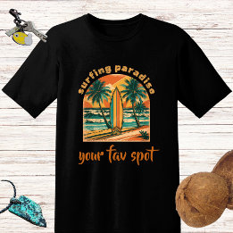 Retro-Design "Surfparadies" und Spot-Name T-Shirt
