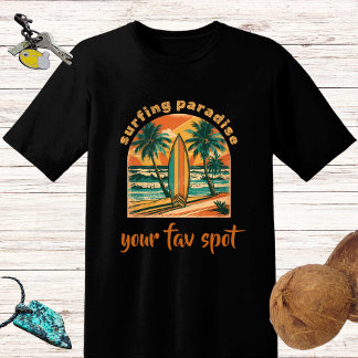 Retro-Design "Surfparadies" und Spot-Name T-Shirt