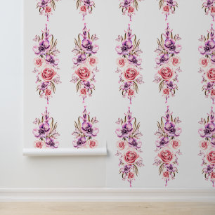 Retro-Design von Blume und Schmetterlingen Tapete