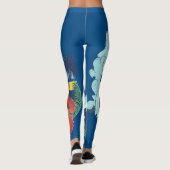 Retro-Design von Strand, Palmen und Meereswellen Leggings (Rückseite)