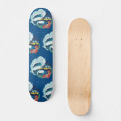 Retro-Design von Strand, Palmen und Ozeanwellen Skateboard (Vorderseite)