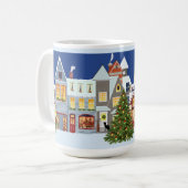 Retro Design Weihnachtsbaumstadt Kaffeetasse (Vorderseite Links)