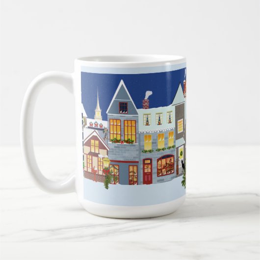 Retro Design Weihnachtsbaumstadt Kaffeetasse (Links)