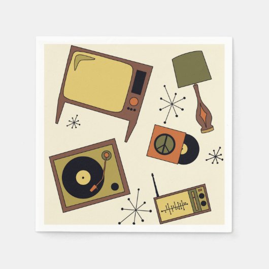 Retro-Designs für Platten, V.V. und mehr Serviette (Vorderseite)