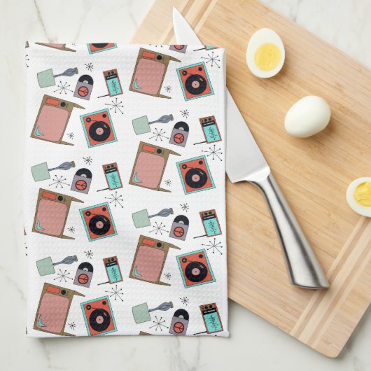 Retro-Designs Geschirrtuch (Viertel Falte)