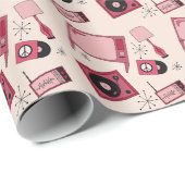 Retro-Designs in verschiedenen Rosatönen Geschenkpapier (Rolleneckpunkt)