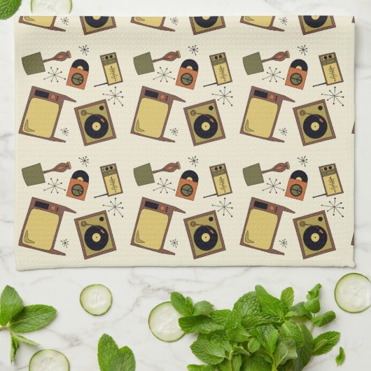 Retro-Designs von T.V.'s, Platten Geschirrtuch (Gefaltet)