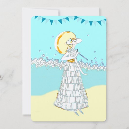 Retro Destination Beach Wedding Brautparty Einladung (Rückseite)