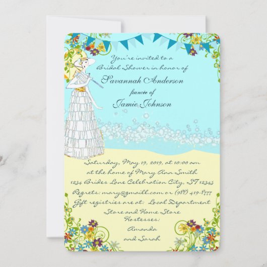 Retro Destination Beach Wedding Brautparty Einladung (Vorderseite)