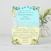 Retro Destination Beach Wedding Brautparty Einladung (Stehend Vorderseite)