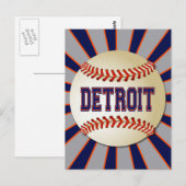 RETRO DETROIT BASEBALL POSTKARTE (Vorne/Hinten)