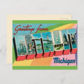 Retro Detroit Michigan Greeting Postkarte (Vorne/Hinten)