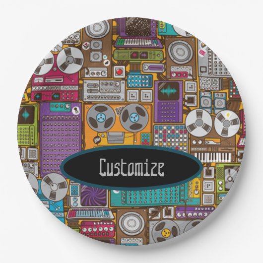 Retro Devices Recording Studio Pappteller (Vorderseite)