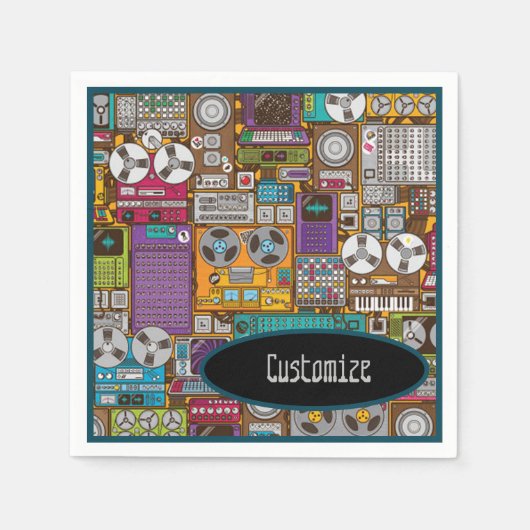 Retro Devices Recording Studio Serviette (Vorderseite)