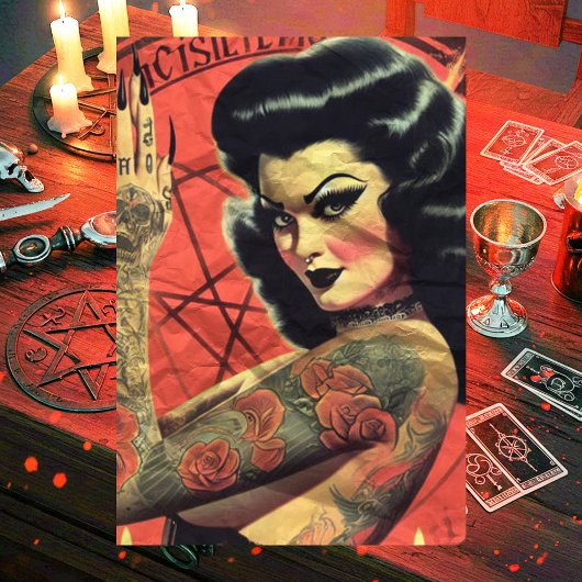 Retro Devilish Girl Seidenpapier