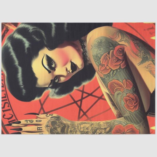 Retro Devilish Girl Seidenpapier (Vorderseite)