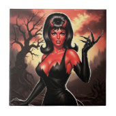 Retro Devilish Pin-up Fliese (Vorderseite)