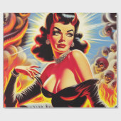 Retro Devilish Pinup Geschenkpapier (Flach)