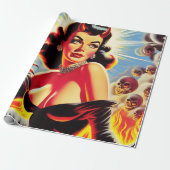 Retro Devilish Pinup Geschenkpapier (Ungerollt)