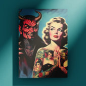 Retro Devilish Tattooed Pin-up Postkarte
